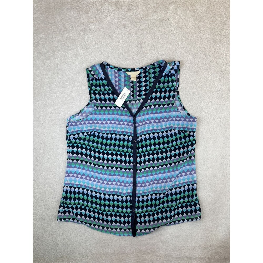 New Banana Republic Shirt Women's Large Sleeveless Semi Sheer Snap Front